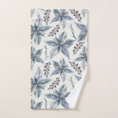 クリスマスの休日-水彩画のポインセチアの銀 バスタオルセット (ハンドタオル)