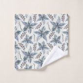 クリスマスの休日-水彩画のポインセチアの銀 バスタオルセット (ウォッシュタオル)