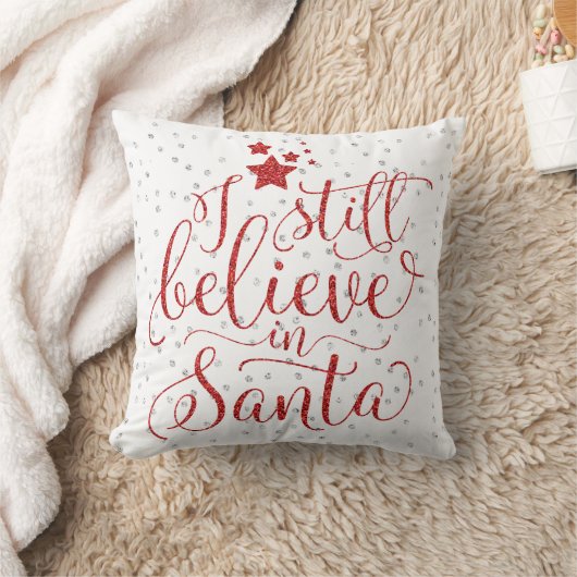 クリスマスの休日-私はまだサンタで信じます クッション (ブランケット)