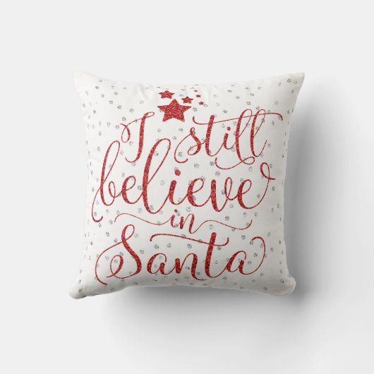 クリスマスの休日-私はまだサンタで信じます クッション (裏面)