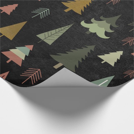 クリスマスの休日-黒の木 ラッピングペーパー (角)