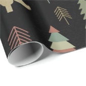 クリスマスの休日-黒の木 ラッピングペーパー (ロールコーナー)