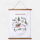 クリスマスの休暇の家の冬の風景 吊り下げ型タペストリー (正面)