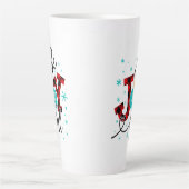 クリスマスの休暇は楽しい冬モダンの格子縞 カフェラテマグ (正面)