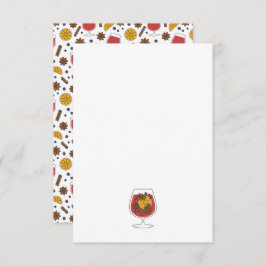 クリスマスの休暇 赤いホットワインのスパイス ノートカード