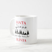 クリスマスの伝統的な「サンタさんここに寄ってください」 コーヒーマグカップ (正面左)