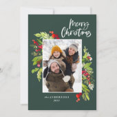 クリスマスの伝統的葉の素朴な写真 シーズンカード (正面)