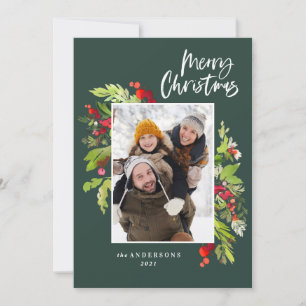 クリスマスの伝統的葉の素朴な写真 シーズンカード