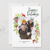 クリスマスの伝統的葉の素朴な1枚の写真 シーズンカード (正面)
