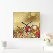 クリスマスの伝統的象徴 スクエア壁時計 (ホーム)