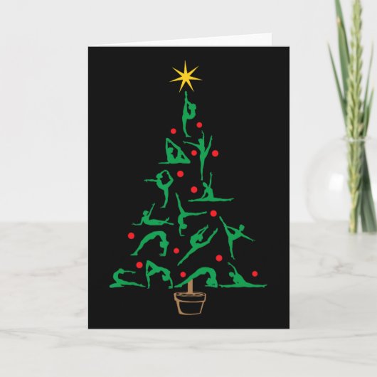 クリスマスの体操ヨガのクリスマスツリー カード (正面)