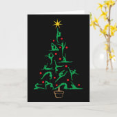 クリスマスの体操ヨガのクリスマスツリー カード (黄色い花)