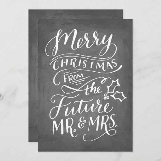 クリスマスの保存日付文字を入れられる写真手無し セーブザデート (正面/裏面)