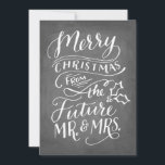 クリスマスの保存日付文字を入れられる写真手無し セーブザデート<br><div class="desc">スタイリッシュな保存フェイクな黒板の背景との手のレタリングのタイポグラフィを特色にするクリスマスカードの形の日付。</div>