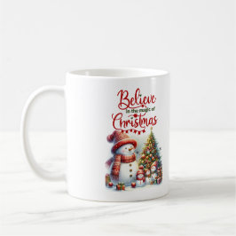 クリスマスの信じ魔法での雪だるまとマグカップ コーヒーマグカップ