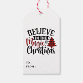 クリスマスの信じ魔法にバッファローのプレイド ギフトタグ (正面)