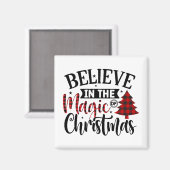クリスマスの信じ魔法にバッファローのプレイド マグネット (正面/裏面)