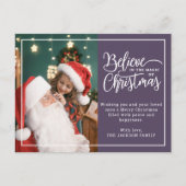 クリスマスの信じ魔法に2枚の家族の写真 シーズンポストカード (正面)