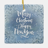 クリスマスの個人用日付スクリプト セラミックオーナメント (正面)