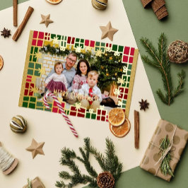 クリスマスの個人的な写真ギフトグリーン&ゴールド 箔シーズンカード
