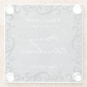 クリスマスの個人設定用黒いスクロールワイングラス ガラスコースター (裏面)