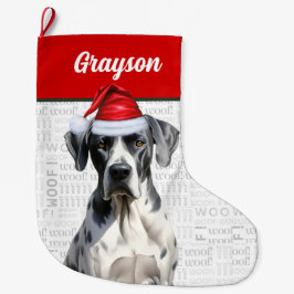 クリスマスの偉大なダン犬の名前の背景 ラージクリスマスストッキング