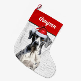 クリスマスの偉大なダン犬の名前の背景 ラージクリスマスストッキング