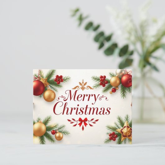 クリスマスの優雅さ:フェスティバルお祝い ポストカード (スタンド正面)