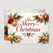 クリスマスの優雅さ:フェスティバルお祝い ポストカード (正面/裏面)