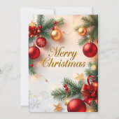 クリスマスの優雅さ:フェスティバルお祝い 招待状 (裏面)