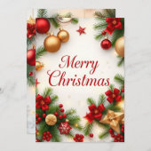 クリスマスの優雅さ:フェスティバルお祝い 招待状 (正面/裏面)