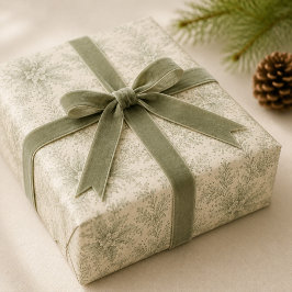 クリスマスの優雅なグリーンの葉のホリデー ラッピングペーパー