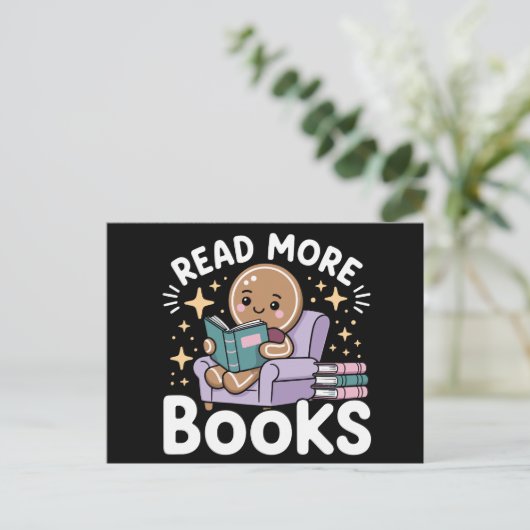 クリスマスの先生はもっと本を読む おもしろい シーズンポストカード (スタンド正面)