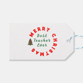 クリスマスの先生への感謝の引用文タイポグラフィ ギフトタグ