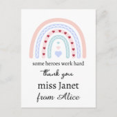 クリスマスの先生への感謝の気持ちを表す、特別なヒーローギフト ポストカード (正面)