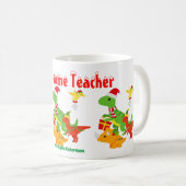 クリスマスの先生への感謝を伝える子供用の恐竜デザイン コーヒーマグカップ (正面右)