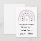 クリスマスの先生への感謝を込めた特別なヒーローギフト サンキューカード (正面/裏面)