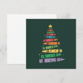 クリスマスの先生クレヨンツリー かわいい クリスマスイルミネーション 招待状 (正面/裏面)