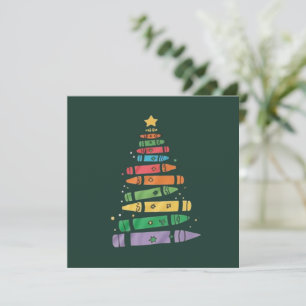 クリスマスの先生クレヨンツリー かわいい クリスマスイルミネーション 招待状