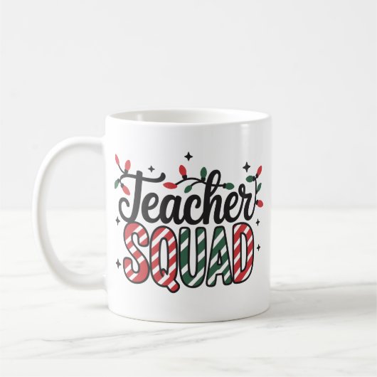 クリスマスの先生チーム 面白い メリークリスマス パーティー コーヒーマグカップ (左)