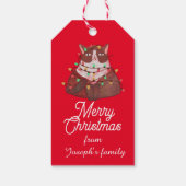 クリスマスの光が輝く可愛い猫 ギフトタグ (裏面)