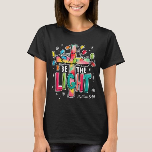 クリスマスの光たれ マタイ5:14信仰 キリスト教 Tシャツ (正面)