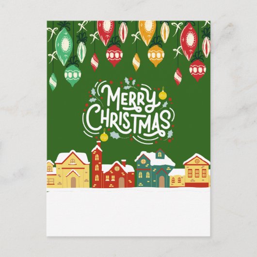 クリスマスの光と雪 – 陽気なクリスマス シーズンポストカード (正面)