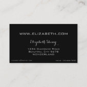 クリスマスの光沢があるお祝いのエレガントなダイヤモンドの黒 名刺 (裏面)