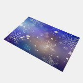 クリスマスの光沢のある雪の結晶の背景 ドアマット (アングル)