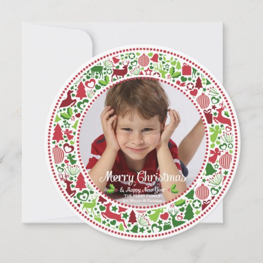 クリスマスの円の写真カード シーズンカード (正面)