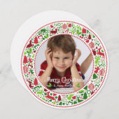 クリスマスの円の写真カード シーズンカード (正面/裏面)