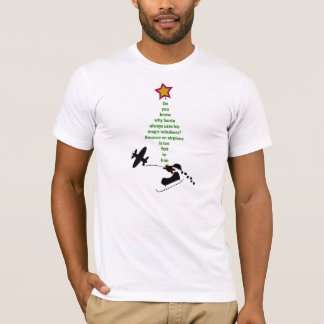 クリスマスの冗談のティー: サンタおよび飛行機 Tシャツ