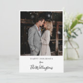 クリスマスの写真と二人の結婚式のカップルの台本 シーズンカード (スタンド正面)