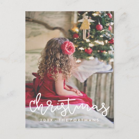 クリスマスの写真と名前の追加 シーズンポストカード (正面)